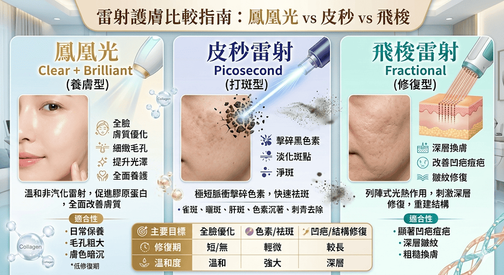 不同雷射療程作用層次與效果差異