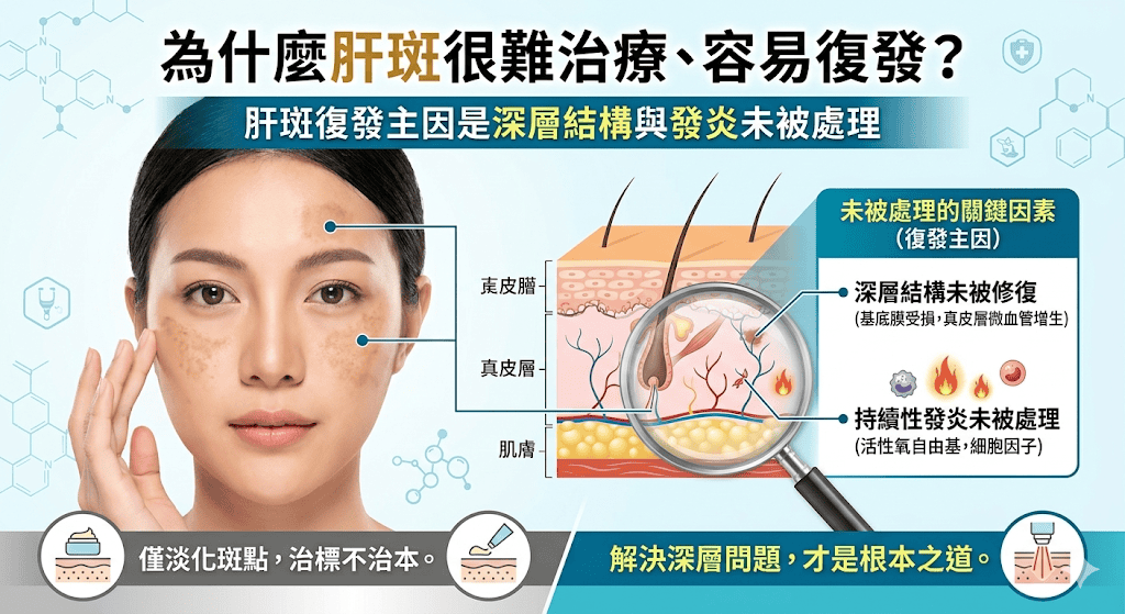 肝斑復發主因是深層結構與發炎未被處理